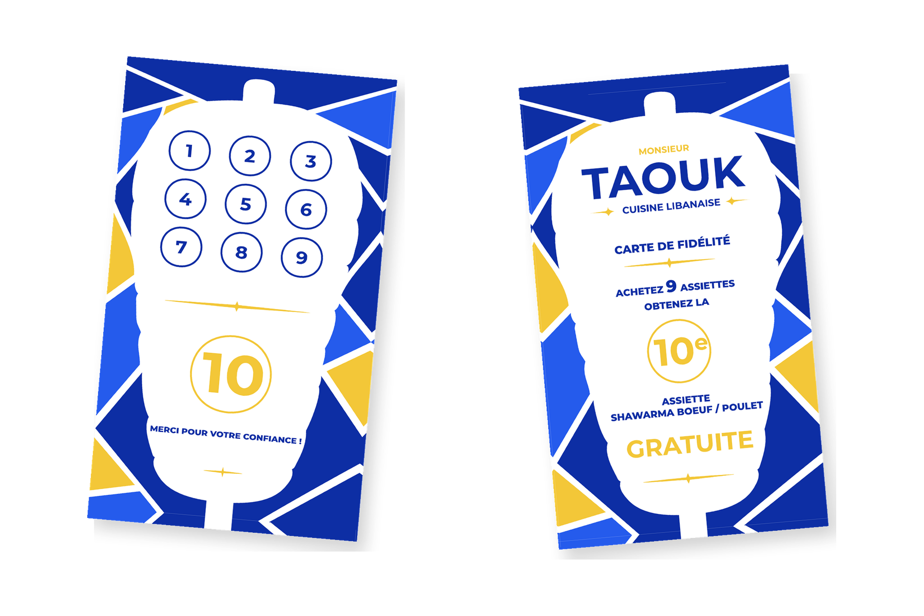 Carte fidélité Monsieur Taouk, recto et verso